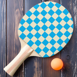 Raquete De Ping Pong Azul e Creme Xadrez
