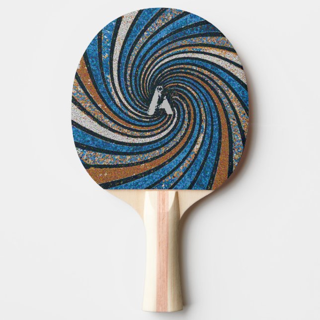 Raquete De Ping Pong Azul e Dourado - personalizável (Frente)