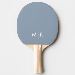Raquete De Ping Pong Azul empoeirado e branco Monograma moderno