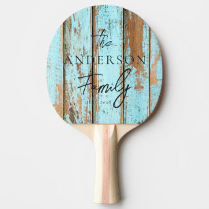Raquete De Ping Pong Azul Lavado à Mão com Nome de Família Escrito à Mã