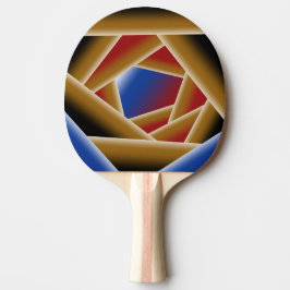 Raquete De Ping Pong Azul Negro Vermelho Dourado Abyss Abstrato Art