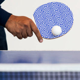 Raquete De Ping Pong Azul-padrão dos quadrados-chave gregos