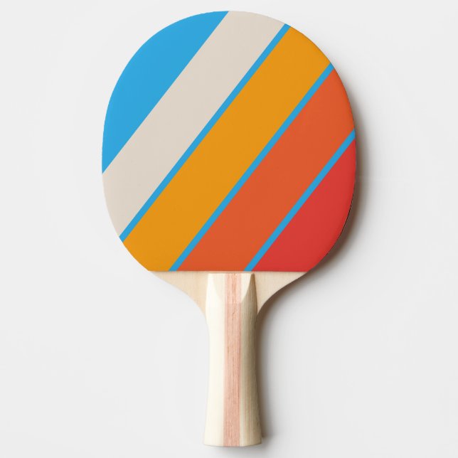 Raquete De Ping Pong Azul Surf Desbotado com Listras Negritas (Frente)