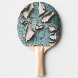 Raquete De Ping Pong Azul verde claro antigo descascado pintura madeira