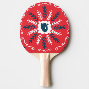 Raquete De Ping Pong Azulejo de Natal Folk Doodle Art