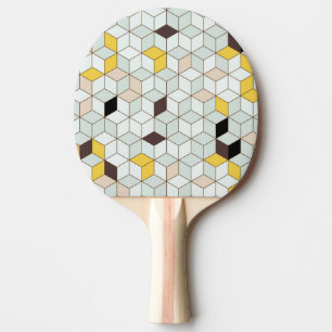 Raquete De Ping Pong Azulejos, padrão branco preto geométrico.