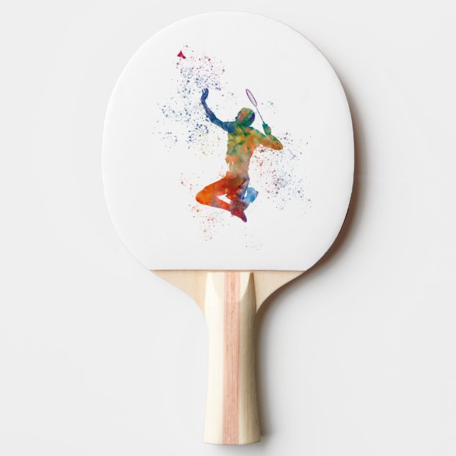 Raquete De Ping Pong Badminton player in watercolor (Frente)