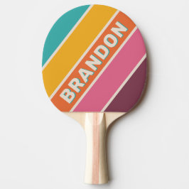 Raquete De Ping Pong Balas Antigas Arco-íris Listras Marcantes com Nome