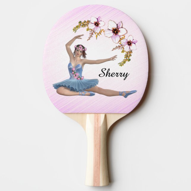 Raquete De Ping Pong Ballerina a rosa azul pessoal (Verso)