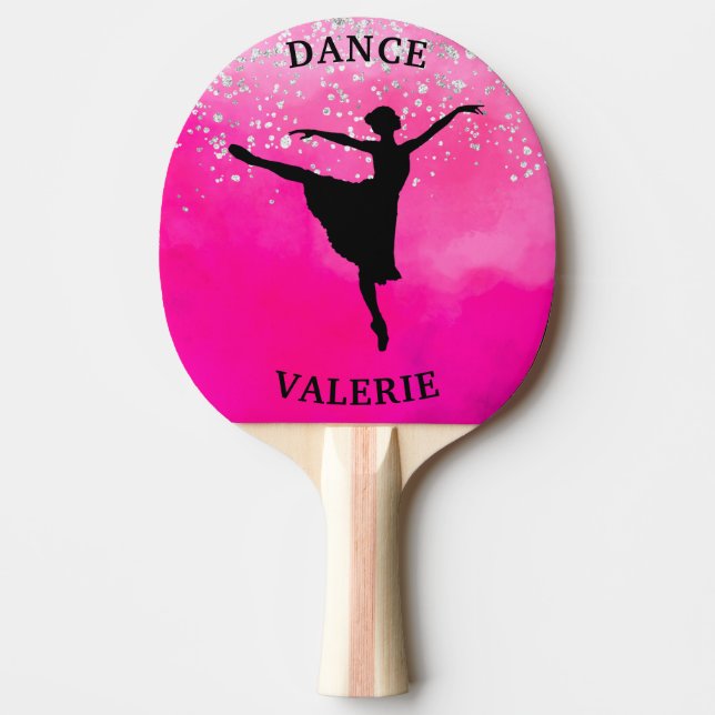 Raquete De Ping Pong Ballerina Dance Pink Ombre Sparkle (Frente)