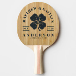 Raquete De Ping Pong Bambu Escuro Crista de Casamento Trevo da Sorte Ir