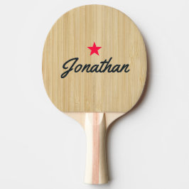 Raquete De Ping Pong Bambu Leve Assinatura Estrela Vintage