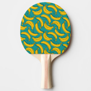 Raquete De Ping Pong Banana Amarela: Vintagem de Contorno Preta