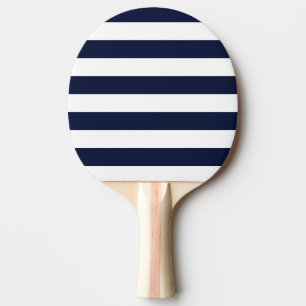 Raquete De Ping Pong Bandas Azuis e Brancas do Marinho da Meia-Noite