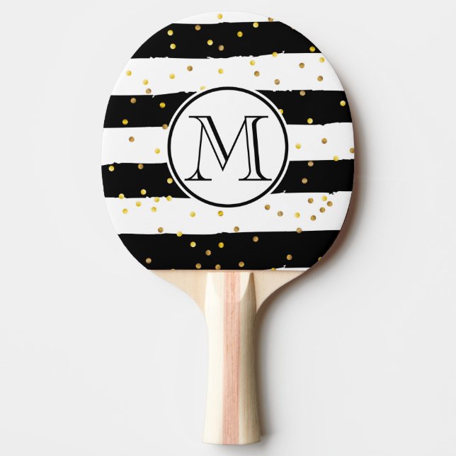 Raquete De Ping Pong Bandas brancas e pretas (Frente)
