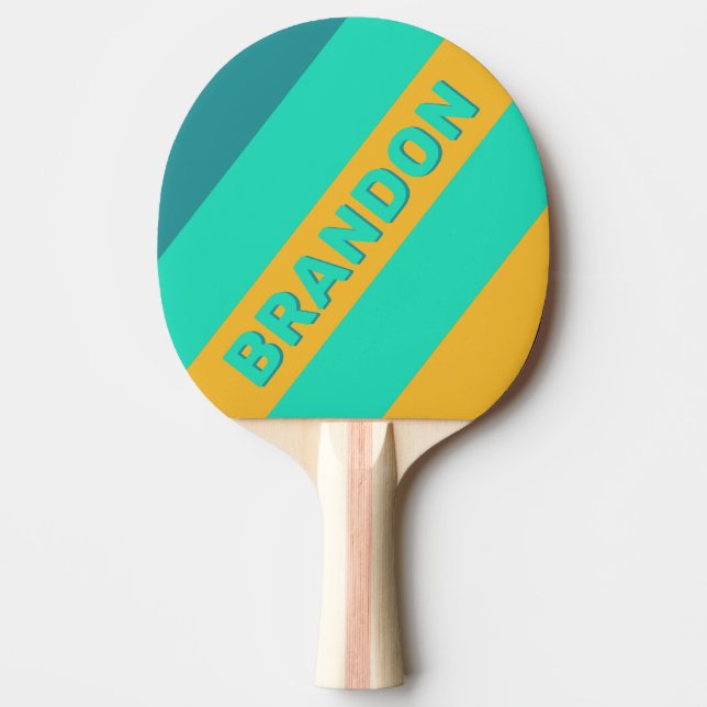 Raquete De Ping Pong Bandas de Mar Luminosas com Nome (Frente)