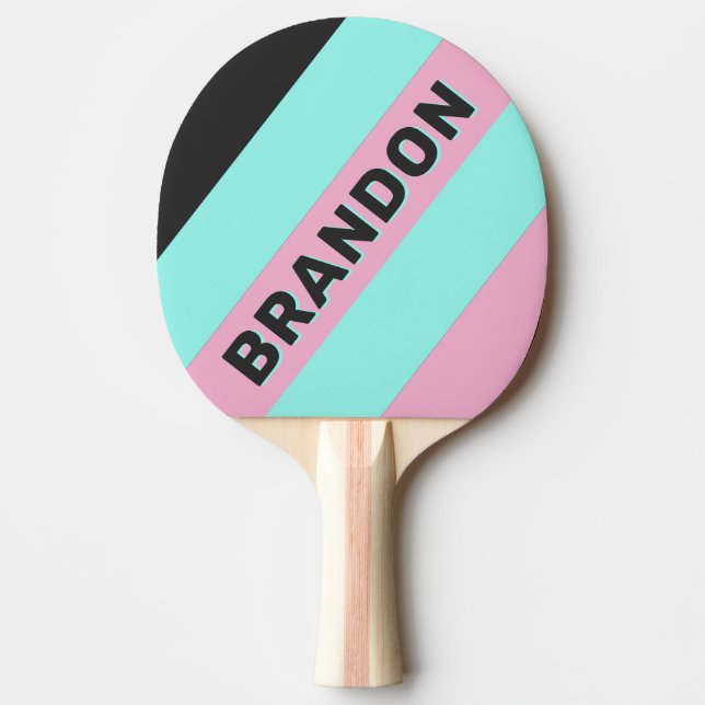 Raquete De Ping Pong Bandas de Prisma Noturna com Nome (Frente)