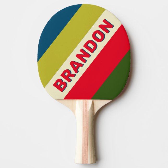 Raquete De Ping Pong Bandas de Râguebi Retroativas com Nome (Frente)