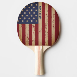 Raquete De Ping Pong Bandeira Americana de Madeira Patriótica Personali