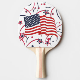 Raquete De Ping Pong Bandeira Americana e Fireworks