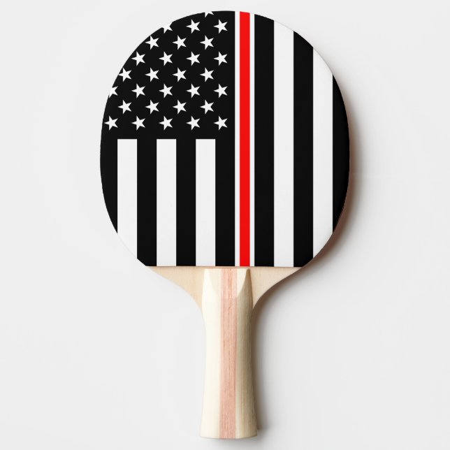 Raquete De Ping Pong Bandeira da Linha Vermelha Fina: Memorial ao Herói (Frente)
