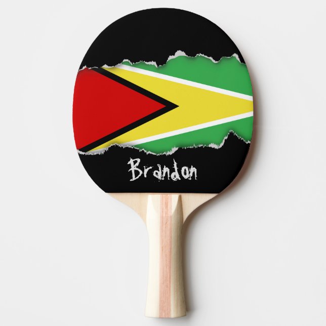 Raquete De Ping Pong Bandeira de Guyana (Frente)