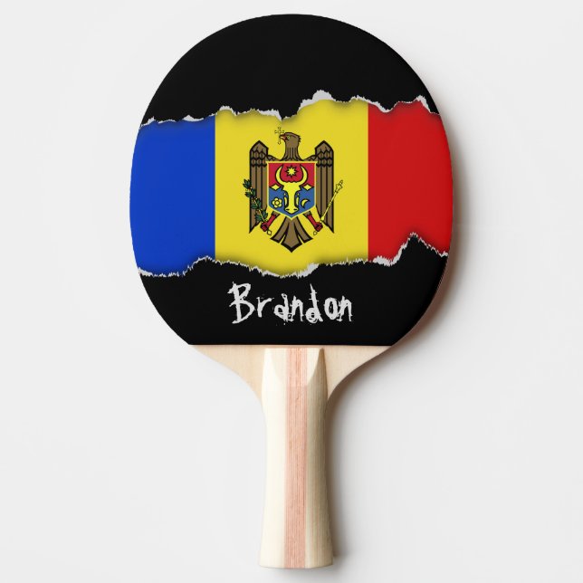Raquete De Ping Pong Bandeira de Moldova (Frente)