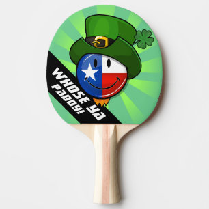 Raquete De Ping Pong Bandeira de sorriso do Texan com dia de St Patrick