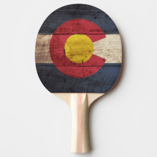 Raquete De Ping Pong Bandeira do estado de Colorado na grão de madeira