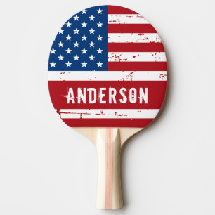 Raquete De Ping Pong Bandeiras Americanas - Estrelas Patrióticas Perso