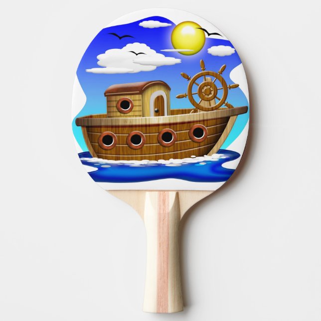 Raquete De Ping Pong Barco de Pesca Cartoon  (Frente)