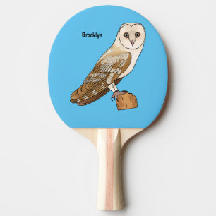 Raquete De Ping Pong Barn owl bird cartoon illustration