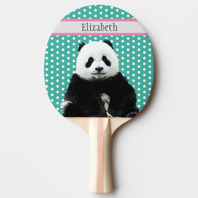 Raquete De Ping Pong Barramento de Panda Cujo Nome Azul Animal (Frente)