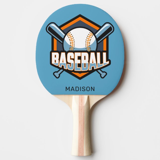 Raquete De Ping Pong Baseball de cores e nome personalizado (Frente)