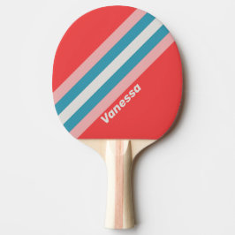 Raquete De Ping Pong Batom Vintage Listrado com Nome