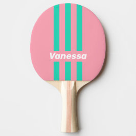 Raquete De Ping Pong Beach Breeze Nostalgic Pin Stripes with Name