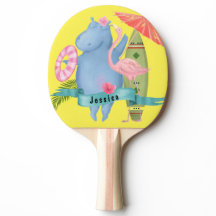 Bebê Bonito Hippo com Nome Personalizado Flamingo