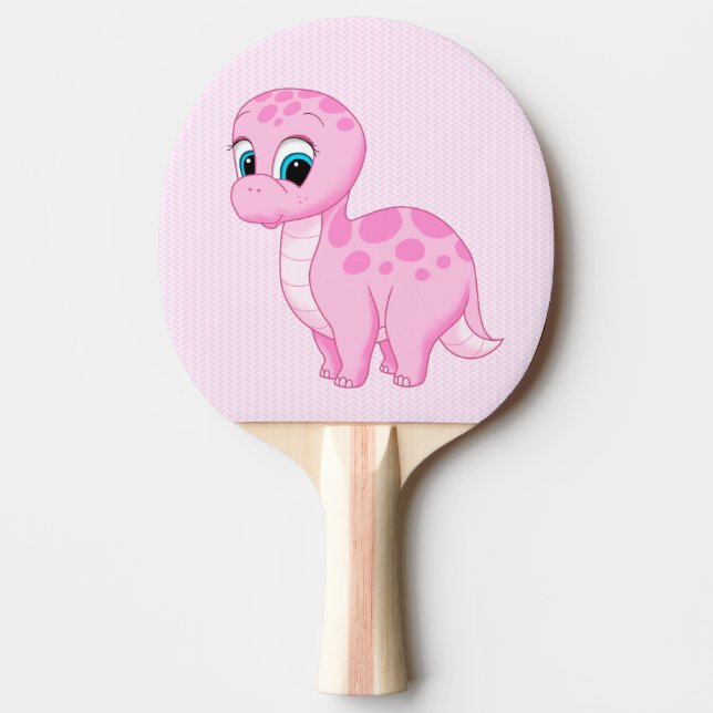 Raquete De Ping Pong Bebê Brontossauro Rosa Bonito Dinossauro (Frente)