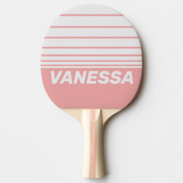 Raquete De Ping Pong Beijo Retro Três Faixas Horizontais com Nome