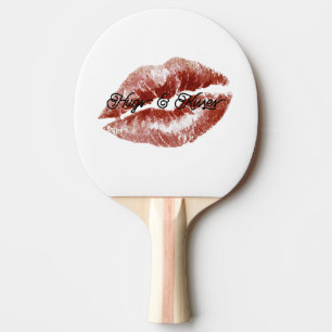 Raquete De Ping Pong Beijos Vermelhos Cremosos Lábios Sedutores