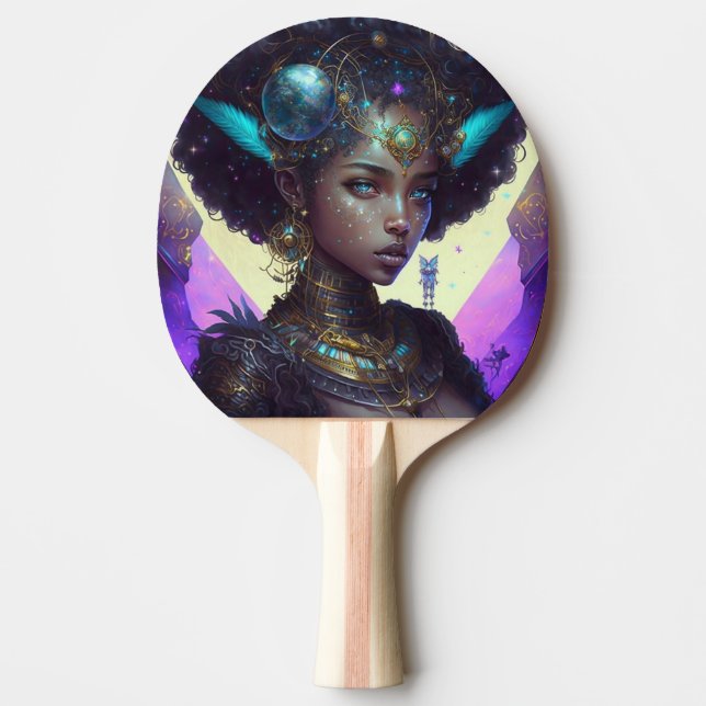 Raquete De Ping Pong Bela Adornada Guerreira Espacial (Frente)