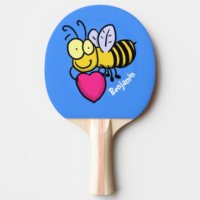 Raquete De Ping Pong Bela engraçada bonita com ilustração cardíaca (Frente)