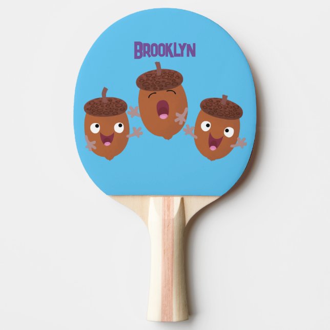 Raquete De Ping Pong Belas bolotas felizes cantando cartoon para crianç (Frente)