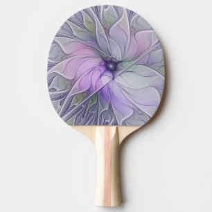 Raquete De Ping Pong Beleza Impressionante Flor de Arte Fractal Abstrat