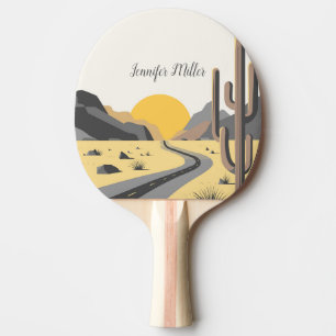 Raquete De Ping Pong Belo nascer do sol do deserto com vista de montanh