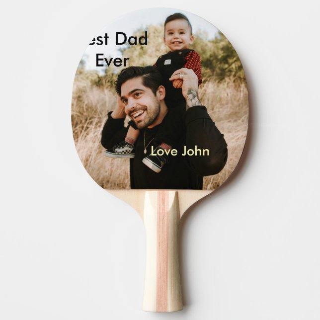 Raquete De Ping Pong Best dad ever father's dad gift photo name simple  (Frente)