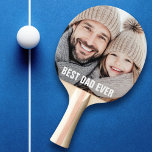 Raquete De Ping Pong Best dad ever father's day photo<br><div class="desc">Ping pong paddle featuring your photo and white text overlay "Best dad ever" in a bold,  white font.</div>