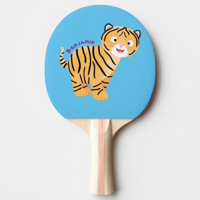 Raquete De Ping Pong Bicho de tigre feliz e bonito (Frente)