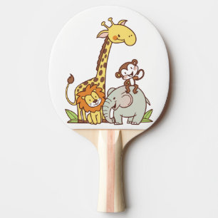 Raquete De Ping Pong Bichos De Cartoon Bonitos - Girafa, Leão E Macaco