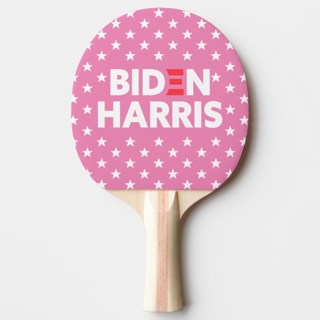 Raquete De Ping Pong Biden / Harris White Stars Pink Padrão (Frente)